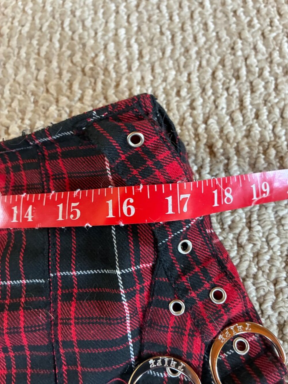 Y2K Tripp NYC Cargo Kilt Skirt Men Sz Medium Red Black Plaid Goth Punk Mall Goth - Picture 3 of 5